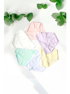 Tusebu 6'lı Kız Çocuk Fitilli Esnek Külot Boxer Seti Pastel Renk