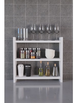 ODESSIA 3 Katlı Ahşap Baharatlık ve Mutfak Rafı – Tezgah Üstü Çok Amaçlı Organizer Raf Mutfak Düzenleyici