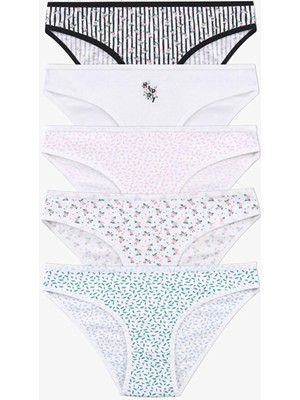 Tusebu 5'li Kadın Pamuklu Bikini Külot Seti Desenli Karışık Renk