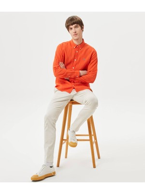 Lacoste Erkek Regular Fit Düğmeli Yaka Keten Gömlek