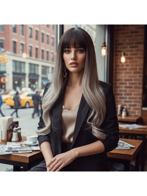 Similar Doğal Dalgalı Perçemli Fiber Sen Uzun Boy Peruk / Koyu Kumral / Rus Kumralı Ombreli