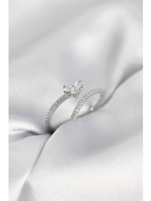 Sb Shopping Gümüş Renk Zirkon Taşlı Kuyruklu Kalp Model Kadın Yüzük