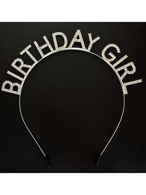 Nemere Gümüş Kristal Taşlı Birthday Girl Doğum Günü Tacı Ithal Ürün 17X16 cm