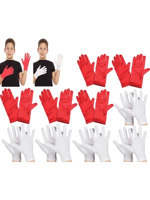 Nemere Çocuk Gösteri Eldiven Seti – 5 Çift Beyaz &amp; 5 Çift Kırmızı