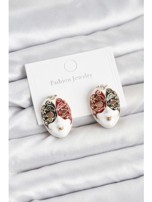 Nemere Maske Model Pirinç Kadın Küpe - TJ-BKP11589