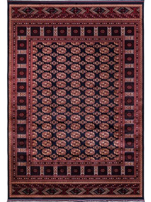 Quka Halı Afgan 113 Lacivert Kaymaz Tabanlı Yıkanabilir Afgan Halısı