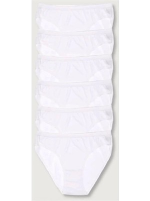 Tusebu Beyaz Slip Külot 6’lı Paket Esnek Bel Lastikli Günlük Iç Giyim