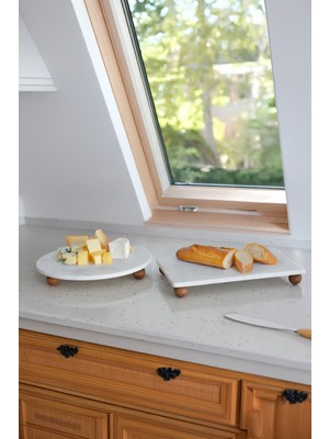 Şık Mermer Desenli 2'li Dikdörtgen Sunum Tabak Seti