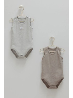 Caramell Basıc Kaşkorse Kolsuz Ikili Çıtçıtlı Body  - Gri - 86-92 cm Gri