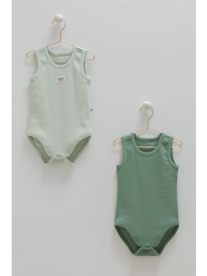 Caramell Basıc Kaşkorse Kolsuz Ikili Çıtçıtlı Body  - Yeşil - 86-92 cm Yeşil