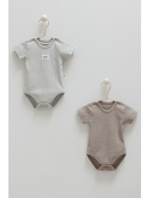 Caramell Basıc Kaşkorse Yarım Kol Ikili Body - Gri - 62-68 cm Gri