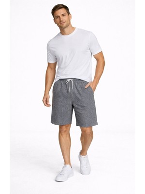 Nemere Erkek Pötikareli Şort – Beli Lastikli Bağcıklı, Cepli, Rahat Kesim Günlük Yazlık Şort - F