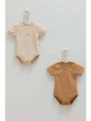 Caramell Basıc Kaşkorse Yarım Kol Ikili Body - Bej - 62-68 cm Bej