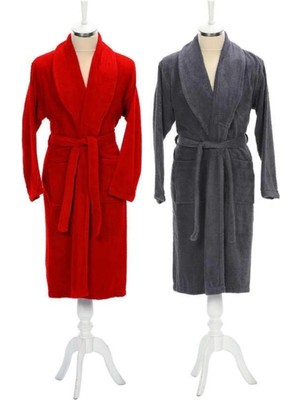 Özdilek Aile Bornoz Seti Trendy Bordo Koyu Gri