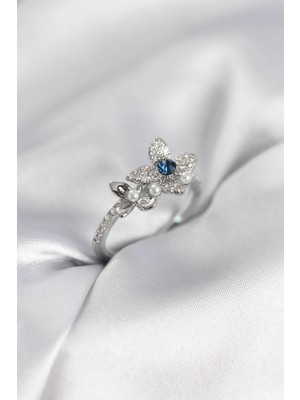 Eco Lounge Gümüş Renk Çiçek Model Zirkon Taşlı Kadın Yüzük