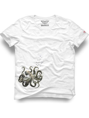 Tarrzzcom Unisex Regular Tasarım T-Shirt Ahtapot Tasarım Tişört