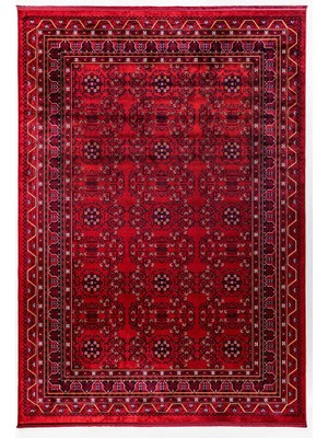 Quka Halı Afgan 114 Bordo Kaymaz Tabanlı Yıkanabilir Afgan Halısı
