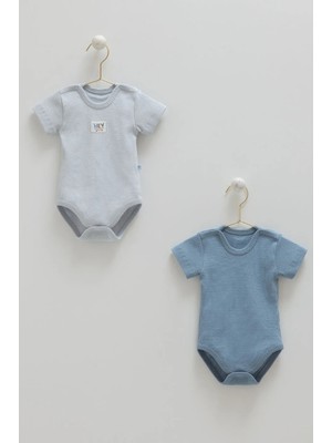 Caramell Basıc Kaşkorse Yarım Kol Ikili Body - Mavi - 56-62 cm Mavi