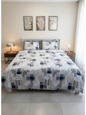 Tekstil Vagonu Çift Kişilik Lastikli Nevresim Takımı 4 Yastık Kılıflı Yumuşak Dokulu