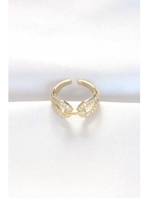 Nemere Zirkon Taşlı Gold Renk Ayarlanabilir Yüzük - TJ-BYK3109