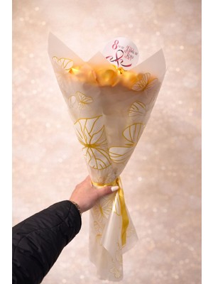 Ada Home Collection Kadınlar Gününe Özel Saten Gülden Sarı Çiçek Buketi