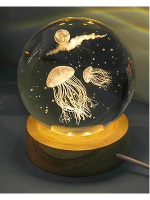 Similar Dekoratif Deniz Anası Tasarımlı Ahşap Altlıklı Işıklı Cam Küre Büyük Boy Cam:8cm Ahşap:2cm