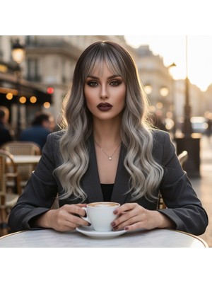 Similar Dalgalı Kısa Perçemli Fiber Sen Peruk / Ombre ve Röfleli