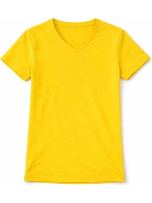 Nemere Genç Kız Çocuk V Yaka Tişört Model - Sarı