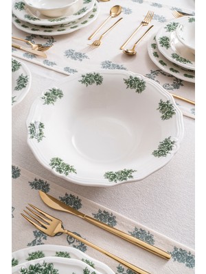 Vintage Çiçek Desenli 26 cm Porselen Salata Kasesi 920 cc