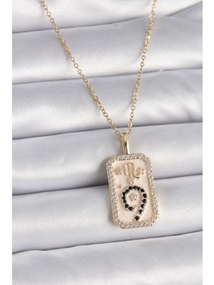 Nemere 316L Çelik Gold Renk Zincir Akrep Burcu Zirkon Taşlı Kadın Kolye - TJ-BKO9465