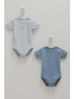 Caramell Basıc Kaşkorse Yarım Kol Ikili Çıtçıtlı Body - Mavi - 74-80 cm Mavi