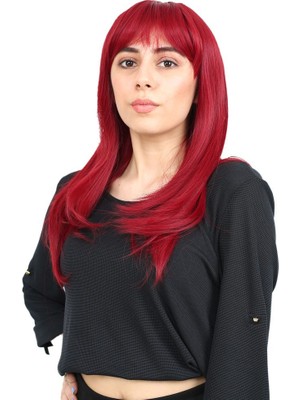 Similar Düz Perçemli Orta Boy Fiber Sen Peruk / Kızıl