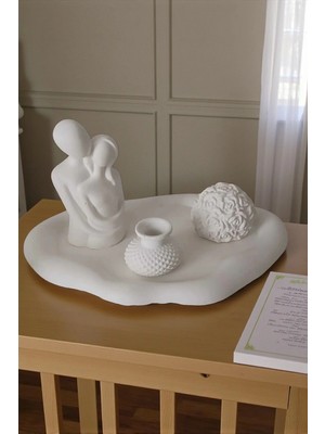 Doğal Sarılan Aşıklar & Buket ​ Romantik Temalı 4'lü Dekor Sunum Seti | El Yapımı Tasarım Obje