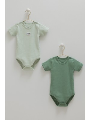 Caramell Basıc Kaşkorse Yarım Kol Ikili Çıtçıtlı Body - Yeşil - 80-86 cm Yeşil