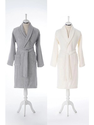 Özdilek Colourist Bornoz Seti Gri Krem Büyük Beden Kadın(L), Erkek(Xl)