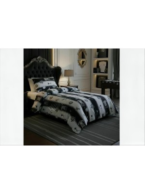 Renkli Düşler Atölyesi Siyah Beyaz Forma Desenli %100 Pamuklu Tek Kişilik Taraftar Nevresim Takımı