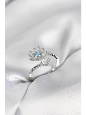 Depozee Gümüş Renk Göz Model Zirkon Taşlı Kadın Yüzük