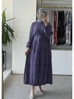 Misswhence 39800 Ipek Elbise Mor