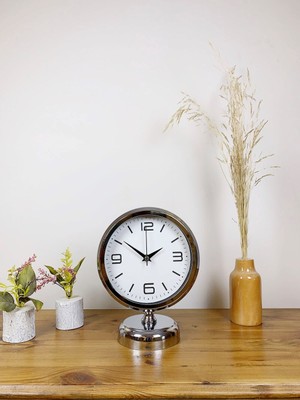 Nemere Krom Metal Modern Masa Saati 25×20 cm
