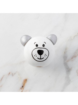 Nemere Loren 1 Adet Kulağı Gri Ayı Figürlü Ahşap Boncuk