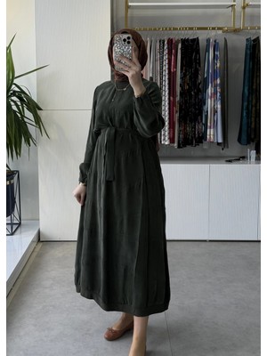 Misswhence 39800 Ipek Elbise Haki