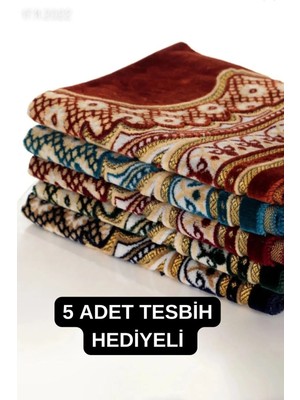 Tusebu Kadife Desenli Seccade 5’li Karışık Renk Set (5 Tespih Hediyeli)