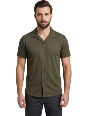 Trender Erkek Gömlek Fitilli Açık Haki