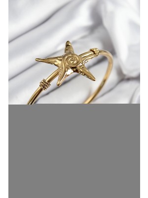 AyrStore Pirinç Deniz Yıldızı Model Gold Renk Bileklik Yüzük Set - TJ-BB7600