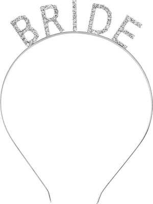 Nemere Gümüş Renk Bekarlığa Veda Kristal Taş Bride Tacı Ithal 16X10 cm
