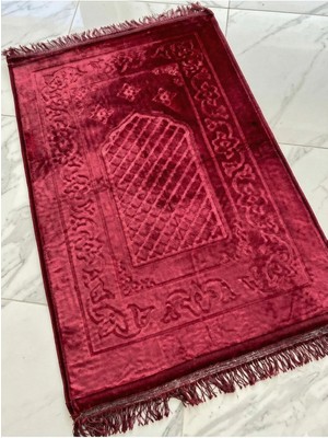 Tusebu "lüks Kadife Dokulu Mihrap Desenli Çeyizlik Seccade - Yumuşak Namaz Seccade