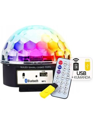 Derin Stok Ledx GM-0803B Sihirli LED Dönen Disko Topu Hoparlör Kablosuz Usb/mp3/bluetooth Kumandalı 360 Derece