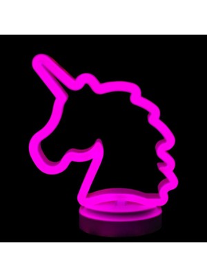 Nemere Neon Işıklı Unicorn Masa Gece Lambası Pil USB