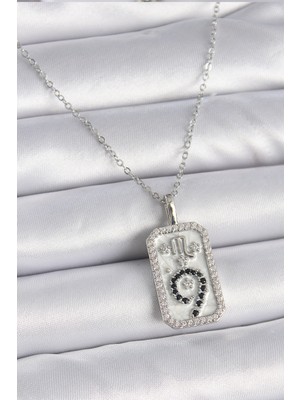 AyrStore 316L Çelik Gümüş Renk Zincir Akrep Burcu Zirkon Taşlı Kadın Kolye - TJ-BKO9453