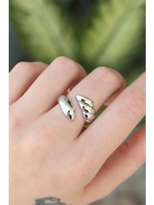 AyrStore Pirinç Gümüş Renk Ayarlanabilir Sarmal Yüzük - TJ-BYK3195